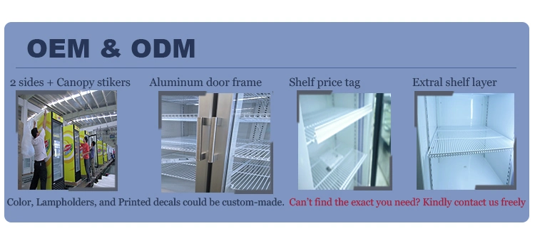 Supermarket Display Counter Commercial Refrigerator Upright Display Glass Door Fridge