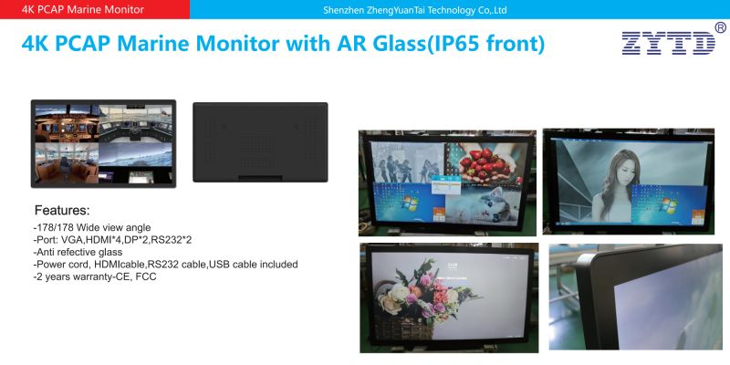 86"UHD Industrial Marine Monitor with Ar Glass and IP65 Front