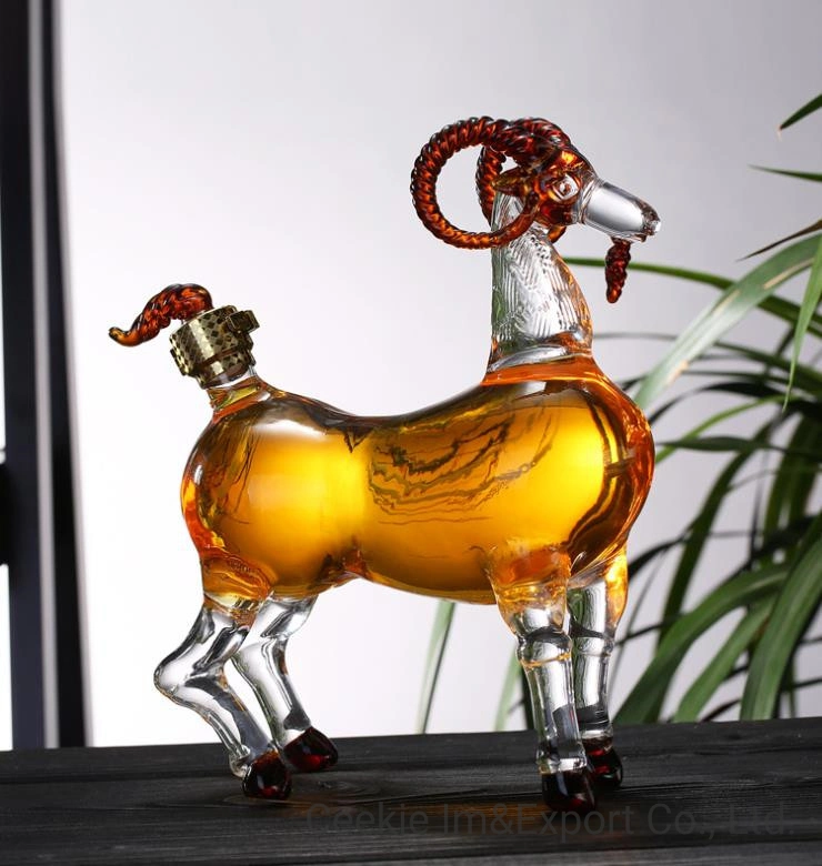 500ml Borosilicate Glass Wine Bottle Goat Sheep Shape Animal Shape Borosilicate Glass Wine Bottle