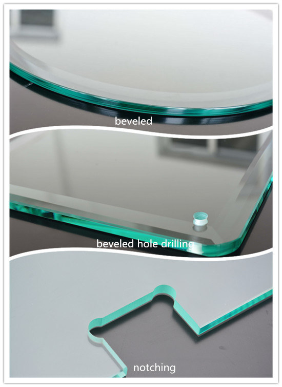 Toughened Tempered Building Glass with Flat Edge Triple Bevel Edge Pencil Edge Polished