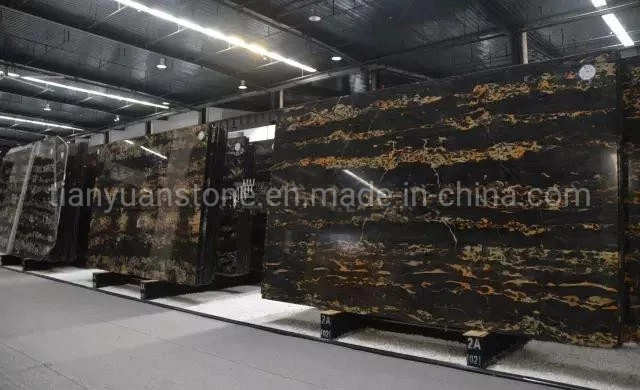 Black & Gold Marble From Afghan (Black Portoro)