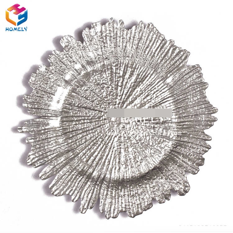 Hot Wedding Clear Pearl Beaded Glass Charger Plate/Round Glass Hotel Restaurant Serving Platter/Glass Underplate