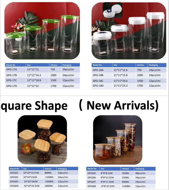 1L Heat Resistant High Borosilicate Glass Candle Jar Glass Food Storage Jar with Metal Lids