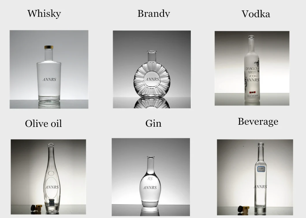 Factory price Bulk Different Sizes Custom Empty tall round Glass boston gin Bottle with Cork/Caps