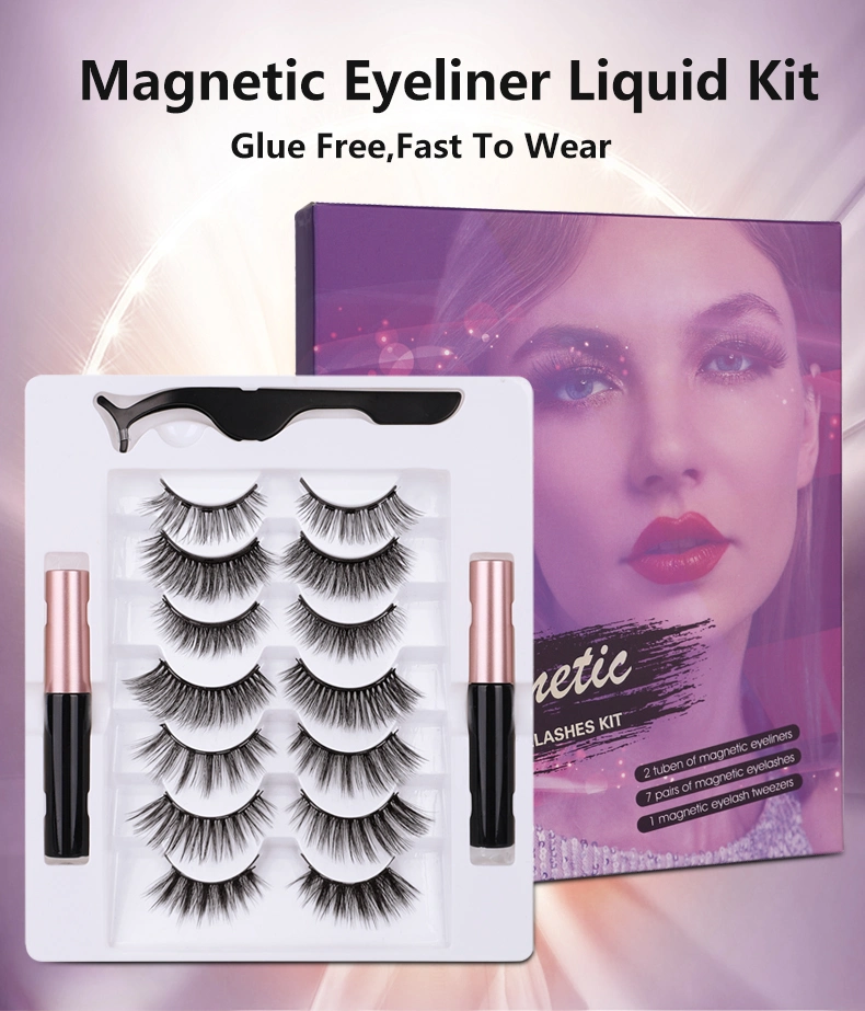 Two Magnetic Non-Smudge Eyeliner + 7 Pairs of 3D Magnetic Eyelashes Set