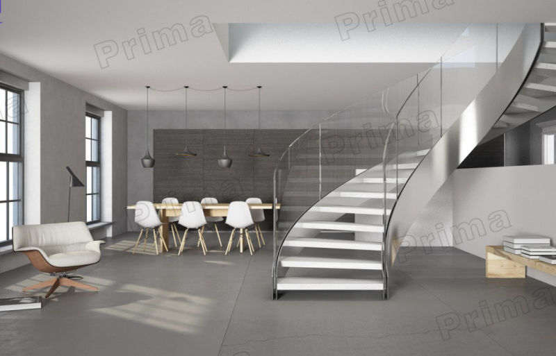 House Straight Stair/New Style Straight Stairs/Indoor Glass Tread Glass Railing Staircase