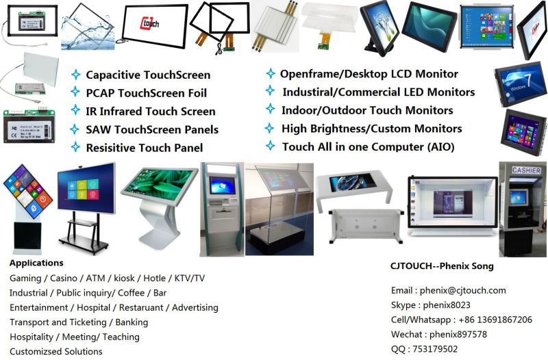 Self Ordering Kiosk Display 10.1inch Monitor Display Touchscreen Panels USB RS232 I2c Pcap Capacitive Glass