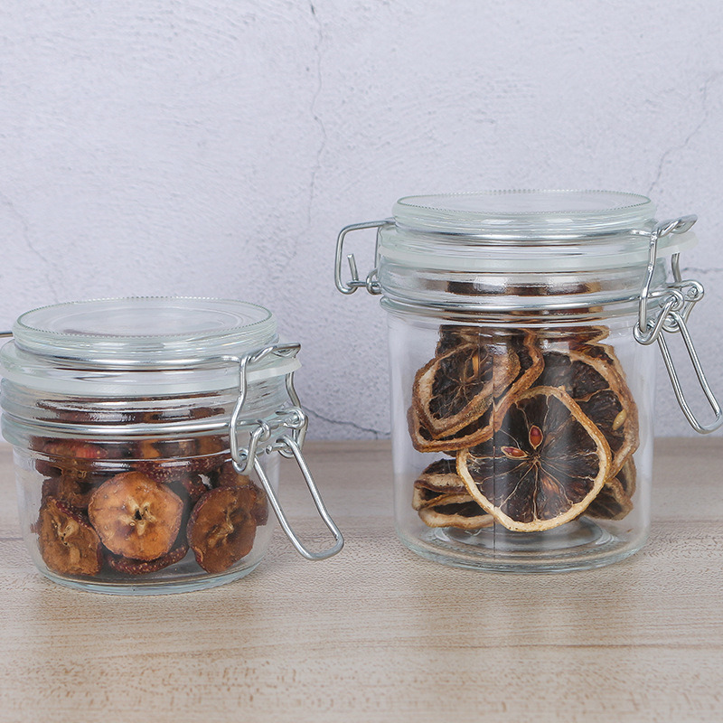 Airtight Round Glass Storage Jars with Lid Glass Food Storage Canister Cookie Jar