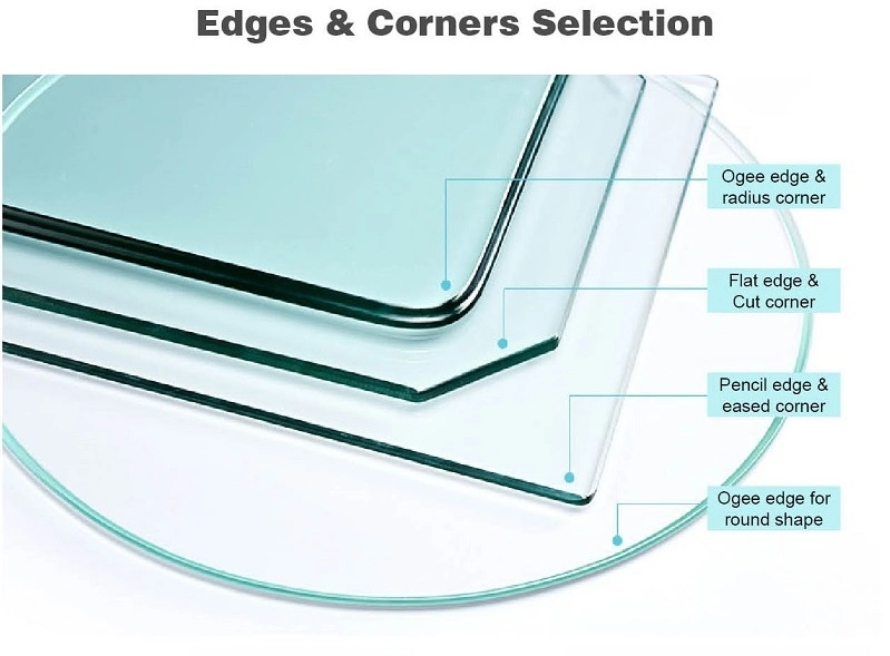 Clear Tempered Glass Sheet for Glass Table Tops, Polished Edge Glass Tabletop Replacement