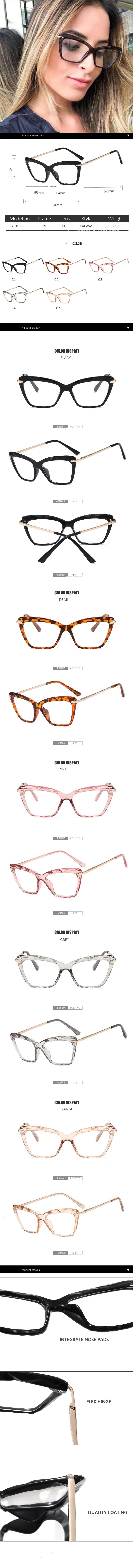 Popular Women Cat Eye Crystals Transparent Eyeglasses Brand Optical Frames Glasses Clear Diamond Cut Spectacles