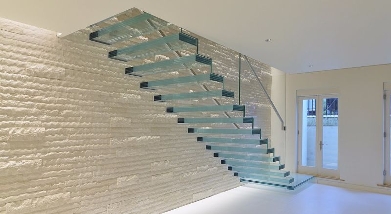 Tempered Glass Panel Stairs Invisible Stringer Glass Staircase Floating Glass Stairs