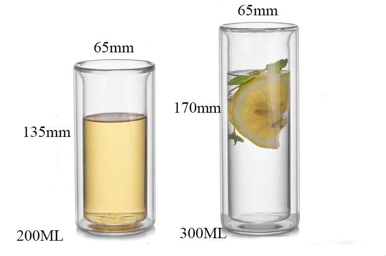 Double Wall Juice Glass Mug Clear Glass Coffee Cup Fruit Juice Glass Water Glass
