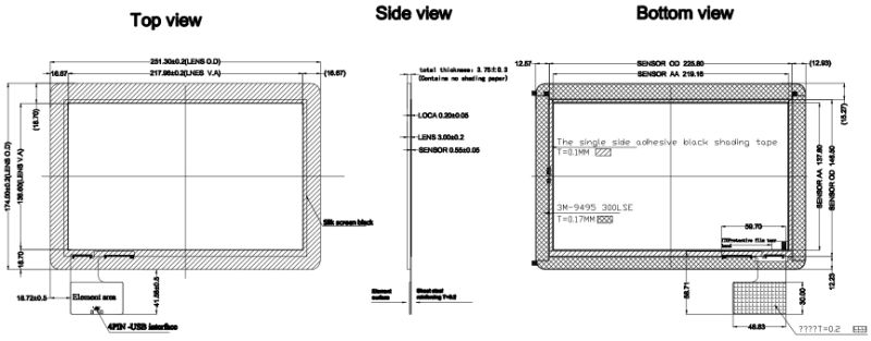 Cjtouch 10.1" Glass to Glass Capacitive Touch Screen Supplied From Touchscreen Factory