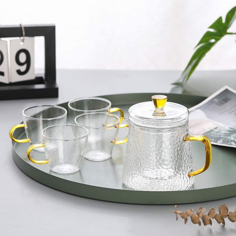 Glass Teapot with Tea Cup Set High Borosilicate Glass Teapot with Glass Cup for Gift