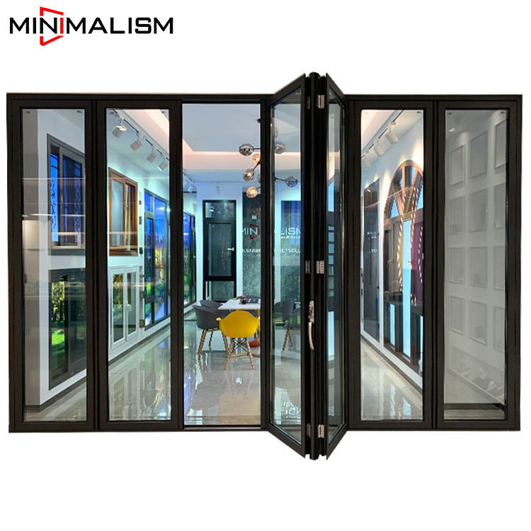 Aluminium Folding Door with Clear Double Glass From Chinese Supplier Finger Protect Series