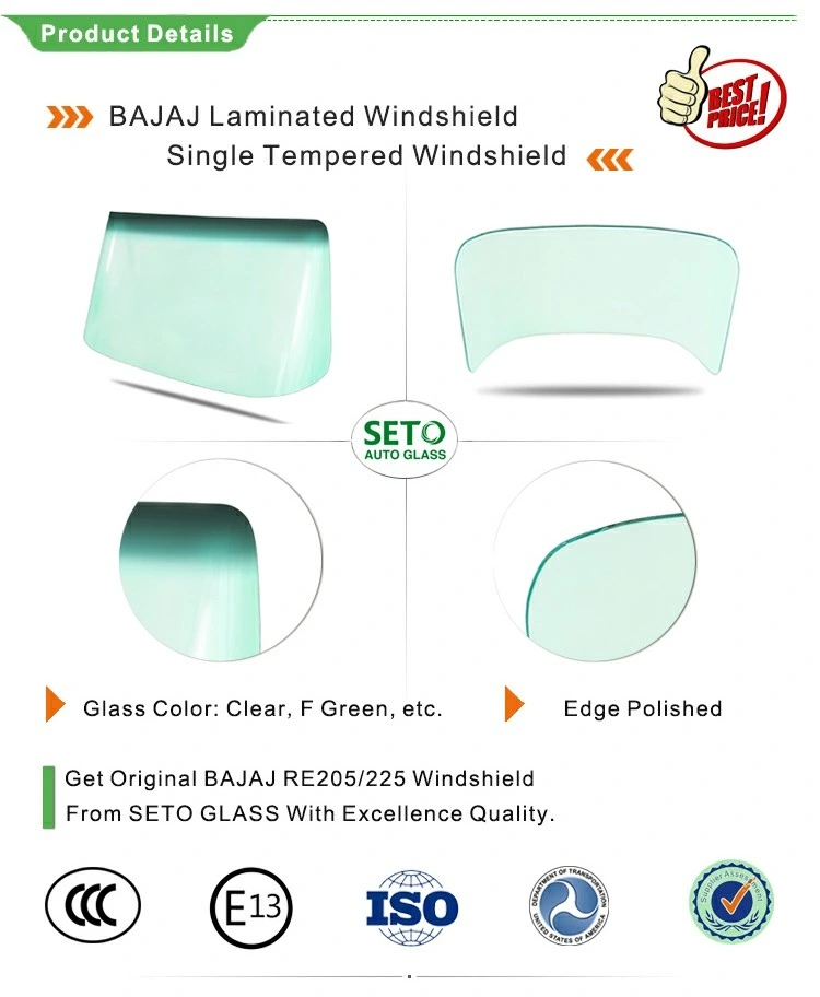 Front Windshield Glass for Tvs King Auto Three Wheeler/Bajaj Front Glass