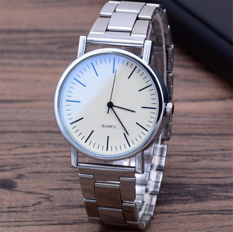Blue Glass Quartz Steel Band Watch Fashionable Simple Digital Men's Business Watch