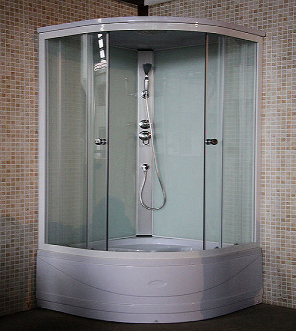 Aluminium Tempering Round Glass White Back Panel Shower Room