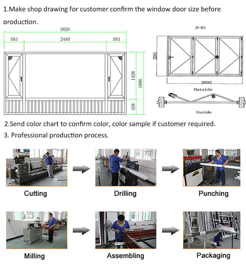 Tempered Glass/Glazing Sliding/Bifold Window Door for Building