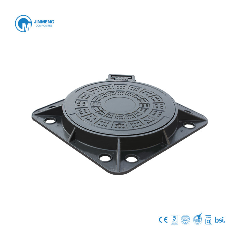 Square Base Resin Fiberglass Composite Material Round Manhole Cover