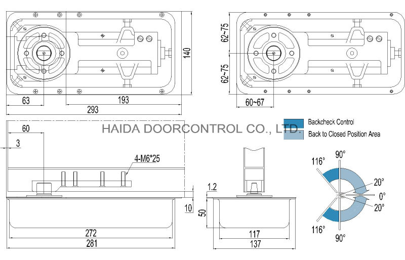 Tempered Glass Door Hardware Door Control Floor Hinge HD-517