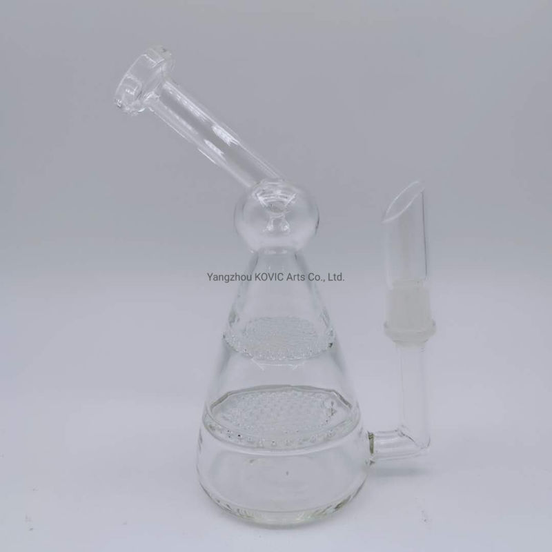 7" Glass Smoking Pipe with Double Layer Honeycomb Water Pipe