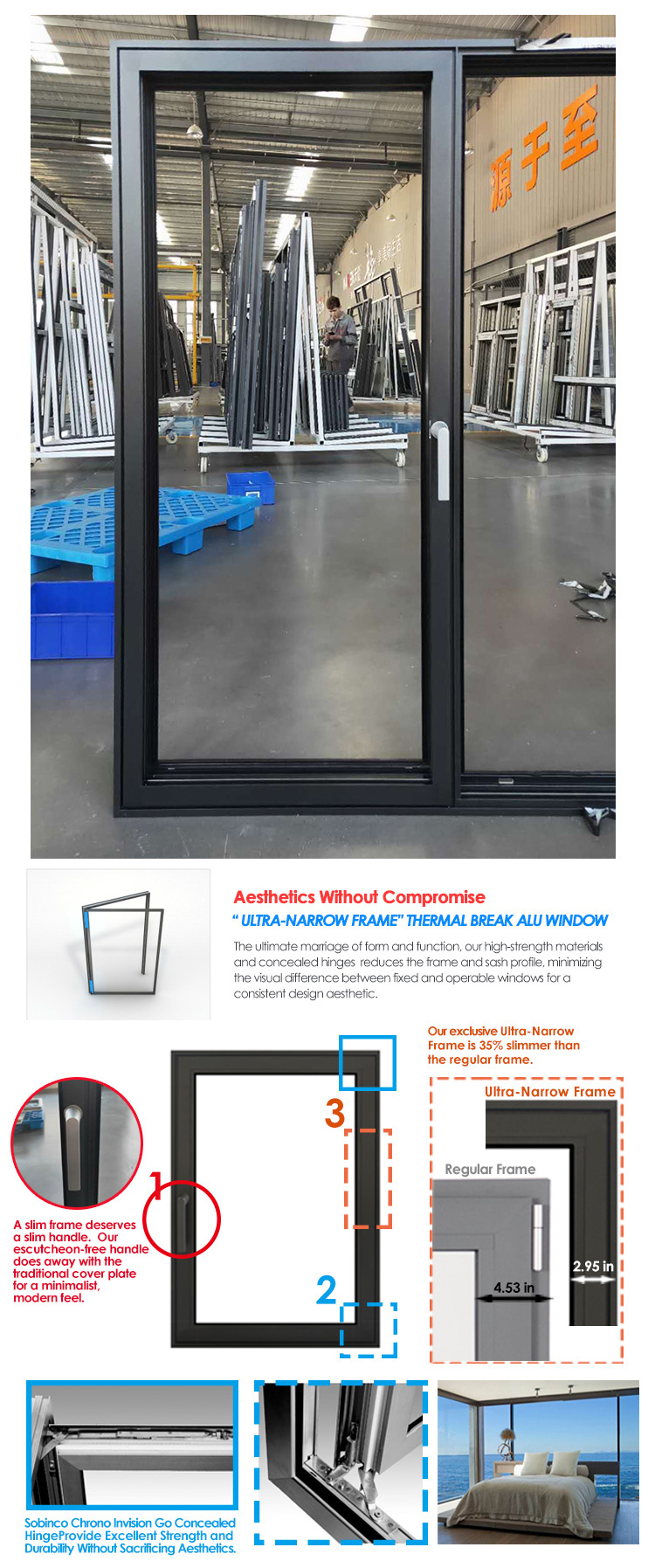 Top 10 Supplier Thermal Break Aluminum Double Glazed Tempered Glass Window Aluminum Frame Glass Casement Windows