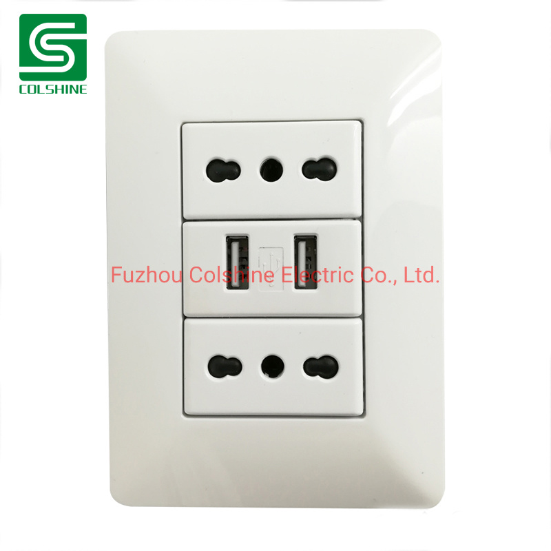Italian Wall Outlet Wall Socket with 2 USB Charging Ports