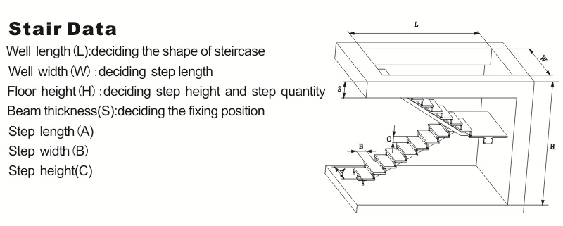 Custom Stairs Steel Structure Straight Stairs with Glass Railing