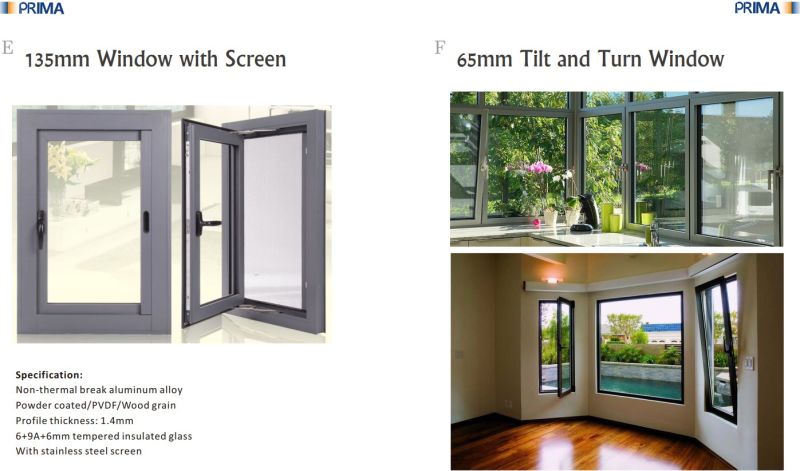 China Manufacture Tempered Glass Window Aluminum Casement Windows