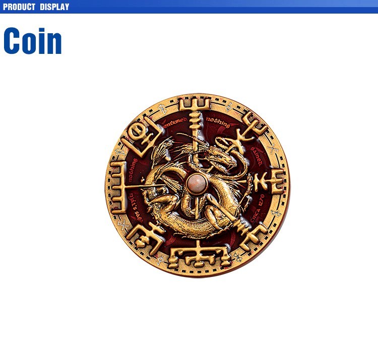Custom Embossed Antique Gold 3D Dragon Zinc Alloy Coin
