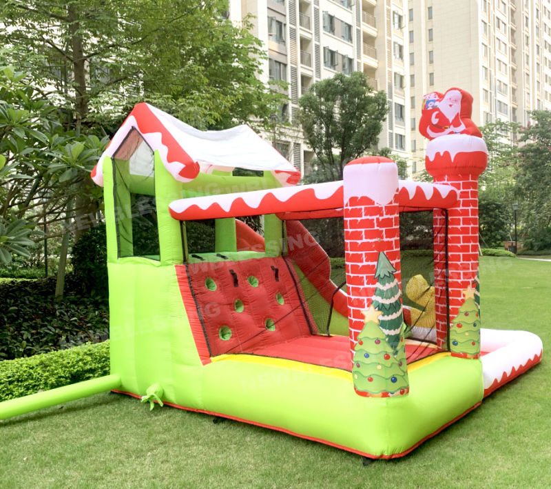 Happy Lion Bouncy Castle, Christmas Inflatable Bouncer with Air Blower, Family Backyard Bouncer for Kids