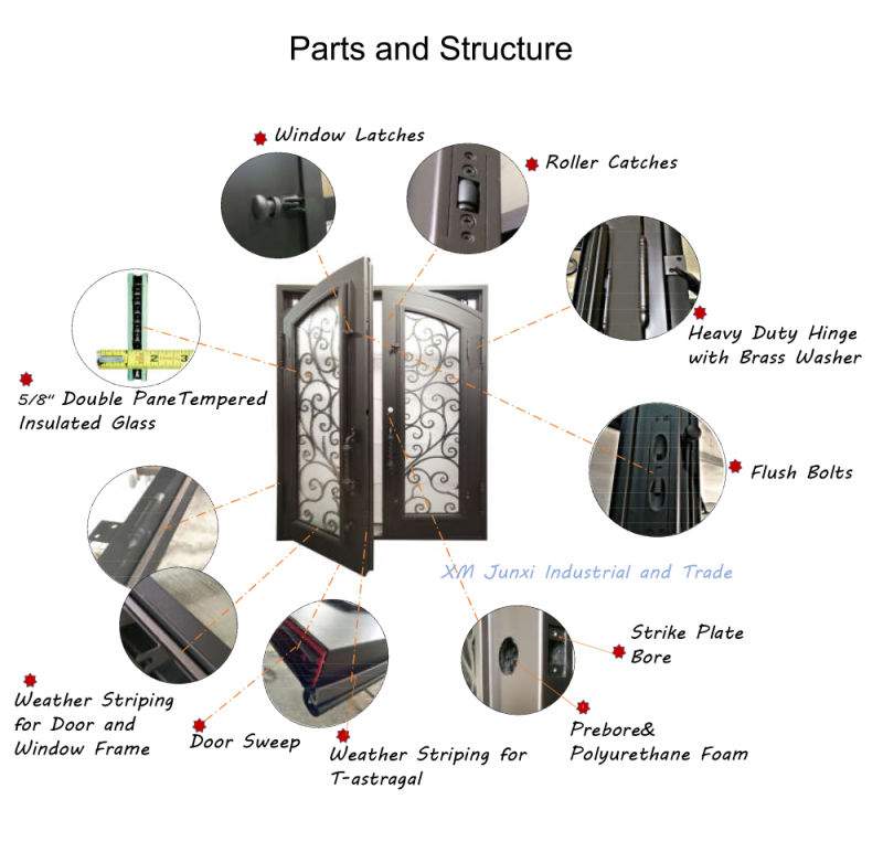 Simple Design Glass Iron Front Doors