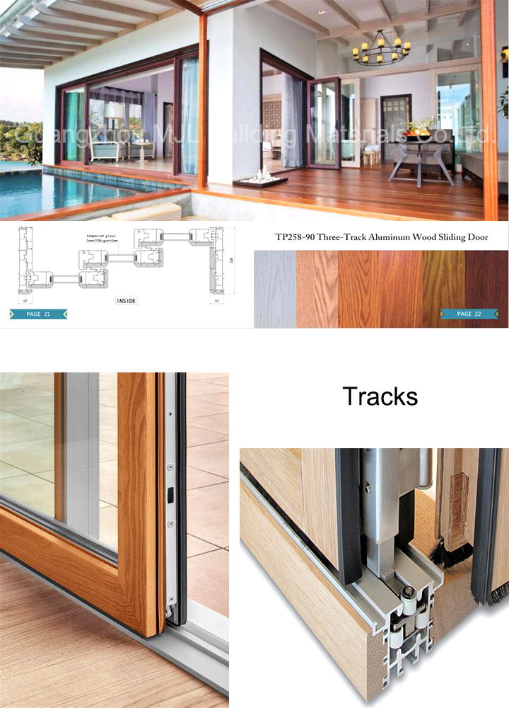 Double Glazing Low E Glazing Solid Wooden Sliding Glass Doors