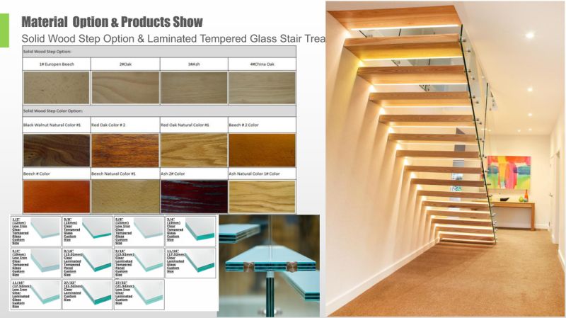 Good Quality Straight Wood Glass Stairs Decoration Staircase