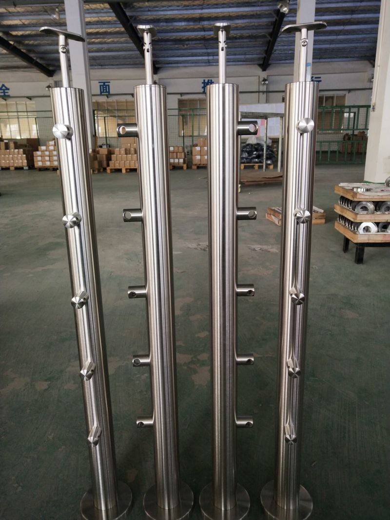 Stainless Steel Glass Railing / Stair Railing Straight Stairs Outdoor Public Stairs