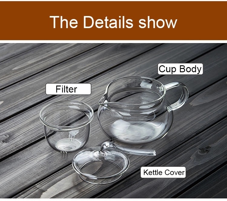 100% Handmade Large Capacity Clear Glass Tea Set Heat Resistant Glass Tea Pot with Infuser
