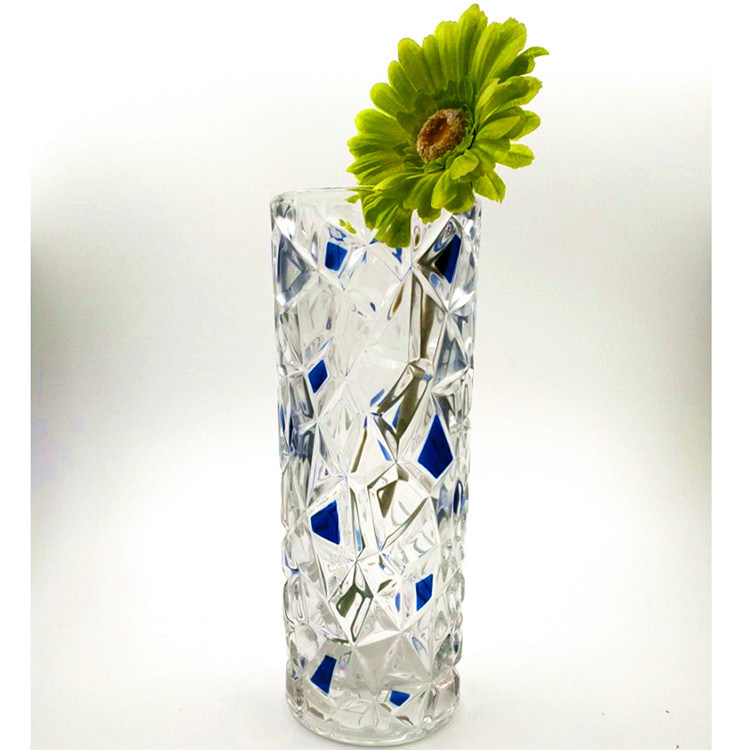 Beautiful Decorative Glass Vase Blue Heather Flower Glass Vase