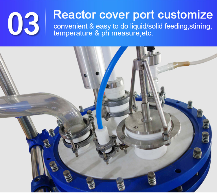 CE Certified 50liter Double Layer Jacket Chemical Glass Reactor for Stirring, Dissolving, Mixing, Extraction, Synthesis