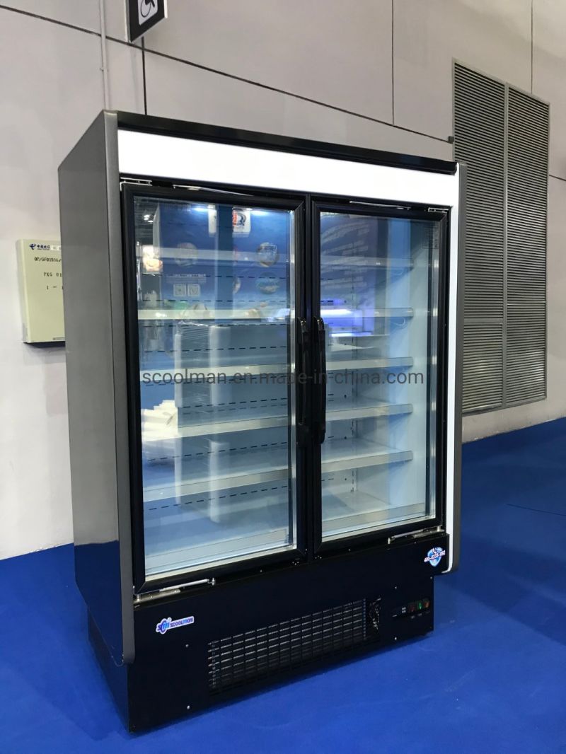 Vertical Display Front Glass Door Ice Cream Refrigerator for Shop