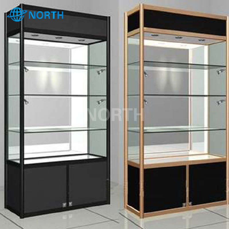 China Display Glass Kitchen Cabinets Glass with Glass Shelves