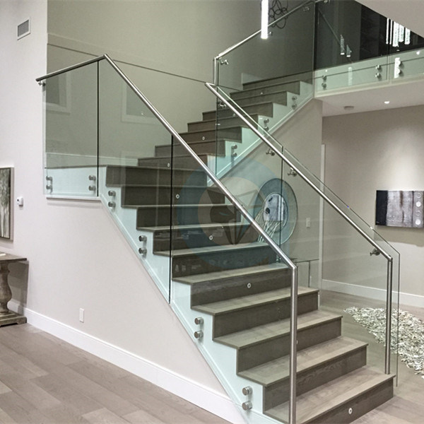 Side Mounted Glass Stair Railing Stainless Steel Deck Railing