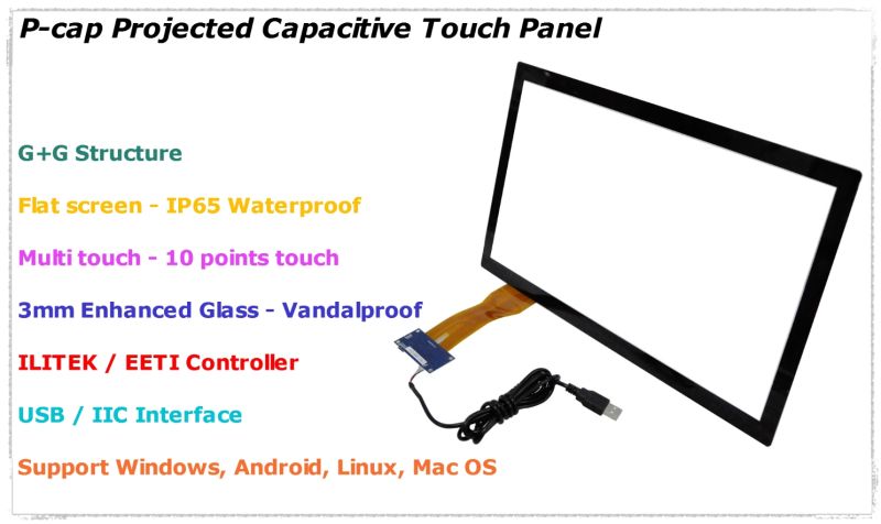 32' Pcap Capacitive Touch Screen Glass Touch Screen Overlay