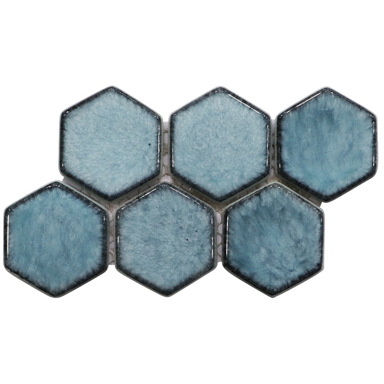 Big Size Hexagon Shape Through Body Glass Mosaic for Background Wall