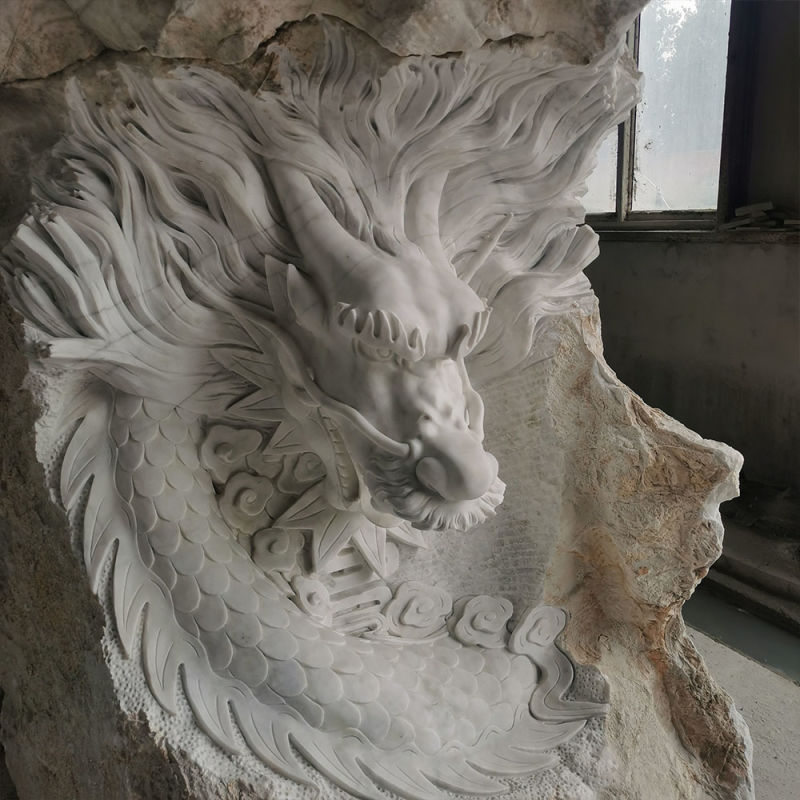 Large Outdoor Decoration Stone Marble Dragon Statue