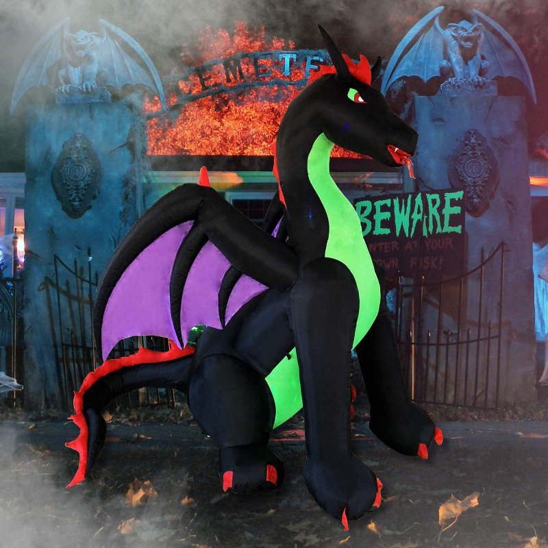 Inflatable Ice Fire Dragon Halloween Lighted up Outdoor Decorations 270CMH