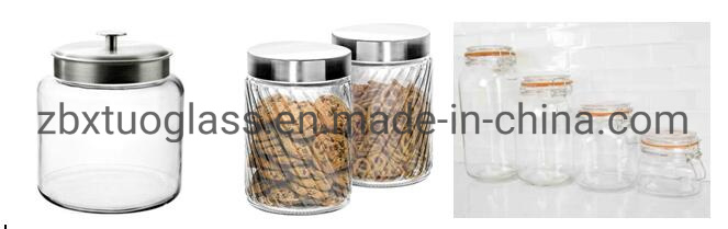 Glass Storage Jar Glass Canister with Stainless Steel Lids for Kitchen
