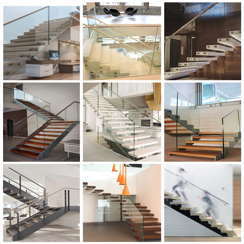 Prima Custom Modern Steel Glass Staircase Laminated Glass Curved Staircase