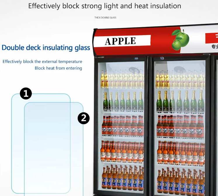 Three Clear Glass Door Refrigerator Beverage Glass Display Cooler