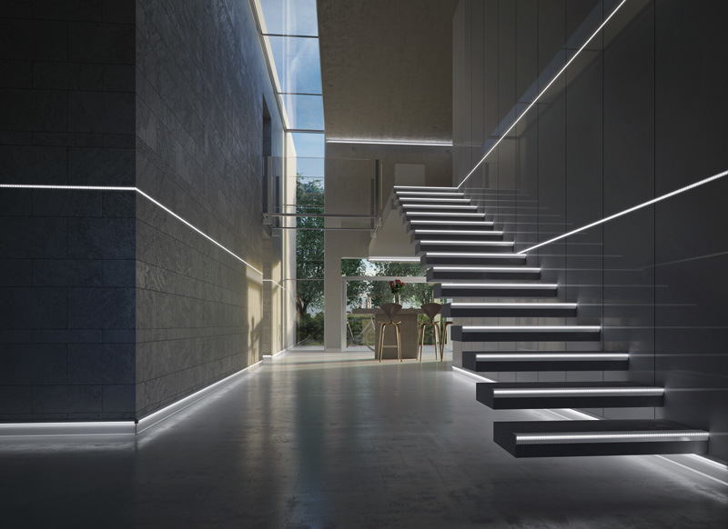 Aluminum Step Extrusion Profile for Staircase Lighting